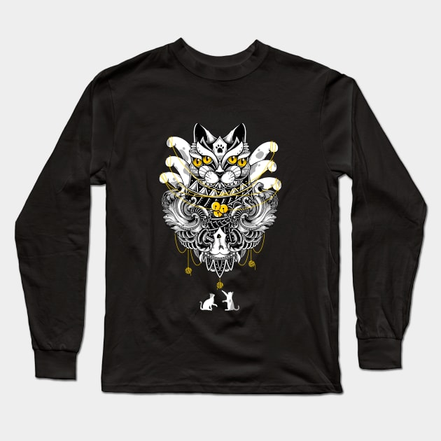 Cat Sacred Ritual Long Sleeve T-Shirt by GODZILLARGE